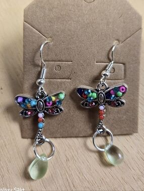Handmade Beaded Dragonfly Earrings